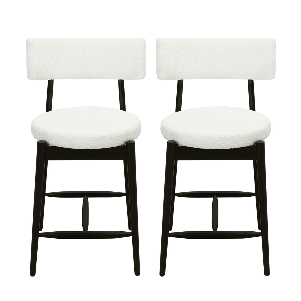 Mid Century Modern Counter Stools, Fabric Upholstered Chairs