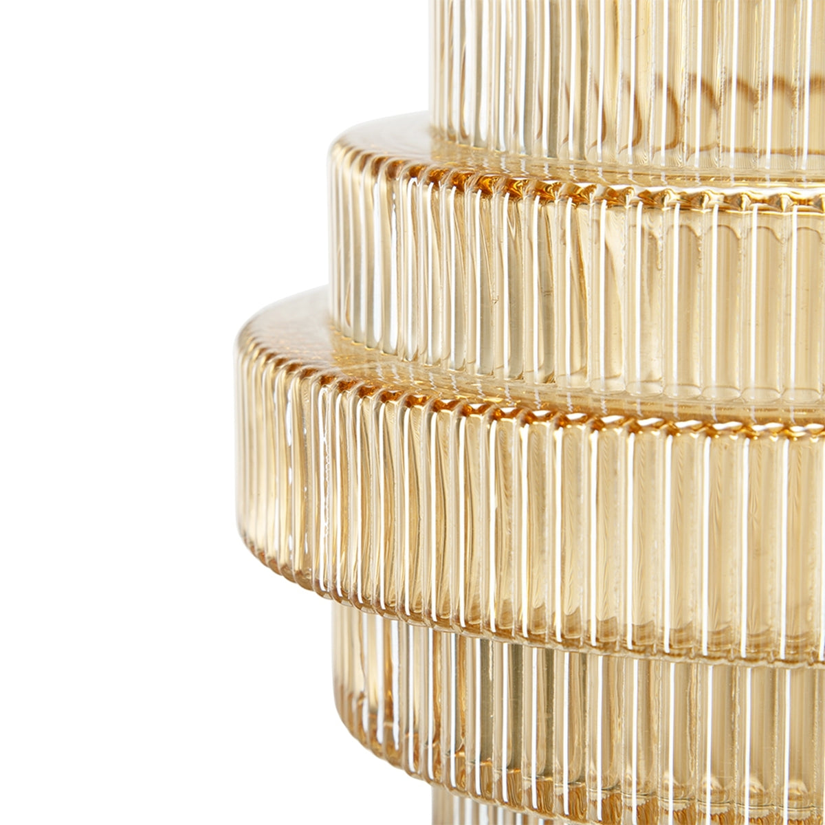 D5.9x6.7' Tiered Geometric Amber Luster Clear Vase, Set of 2