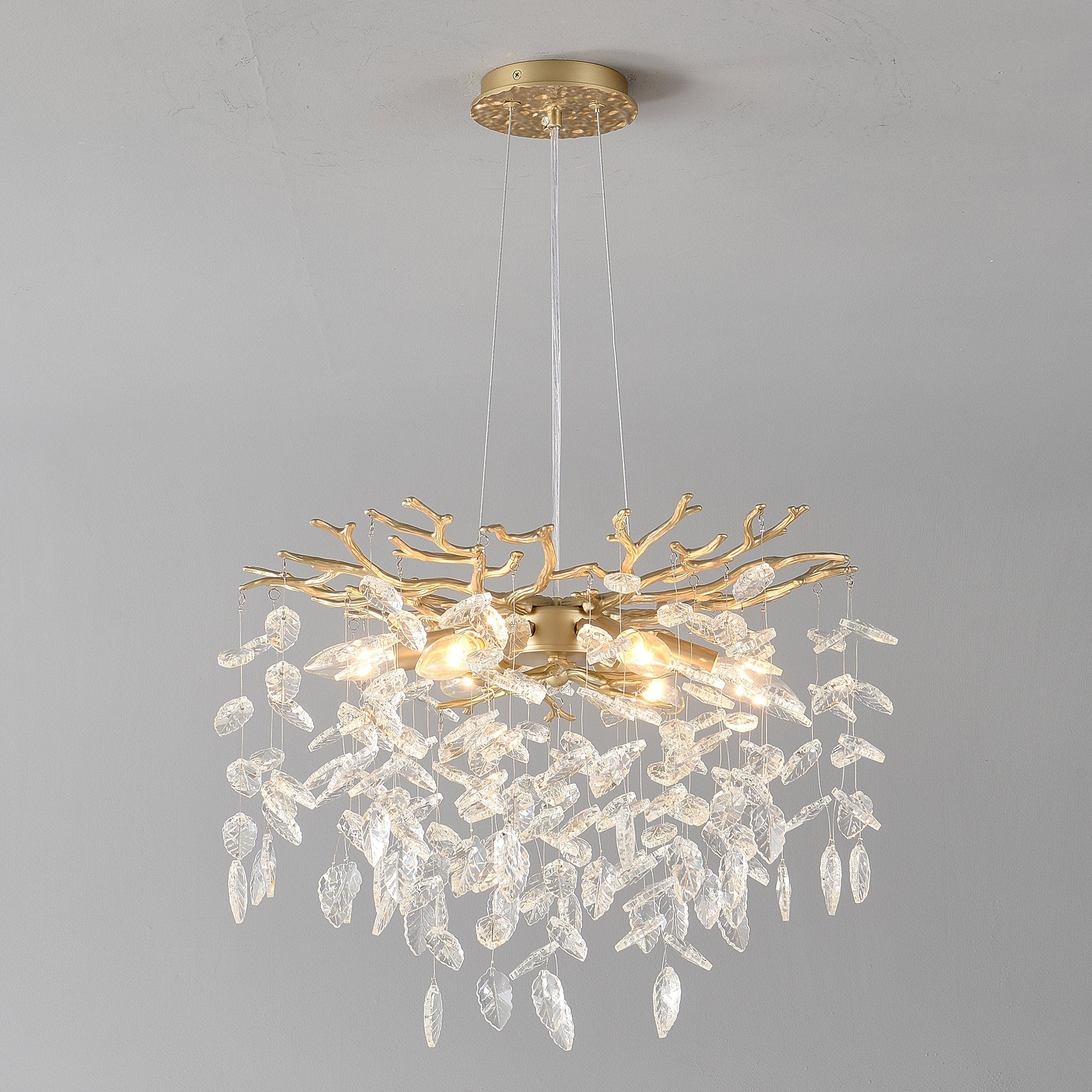 6-Light Chandelier Crystal Ceiling Lamp - Gold Finish
