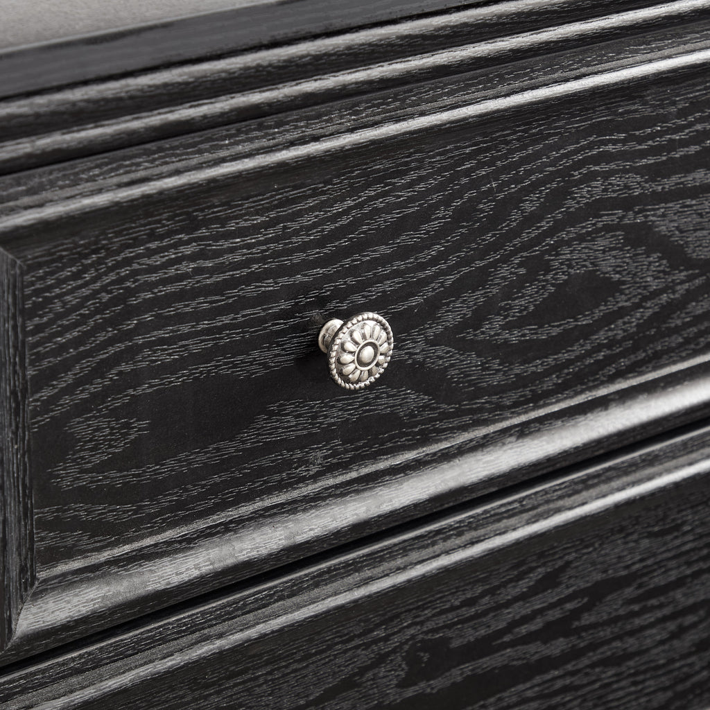 Modern 5-Drawer Black Dresser for Living Room Storage