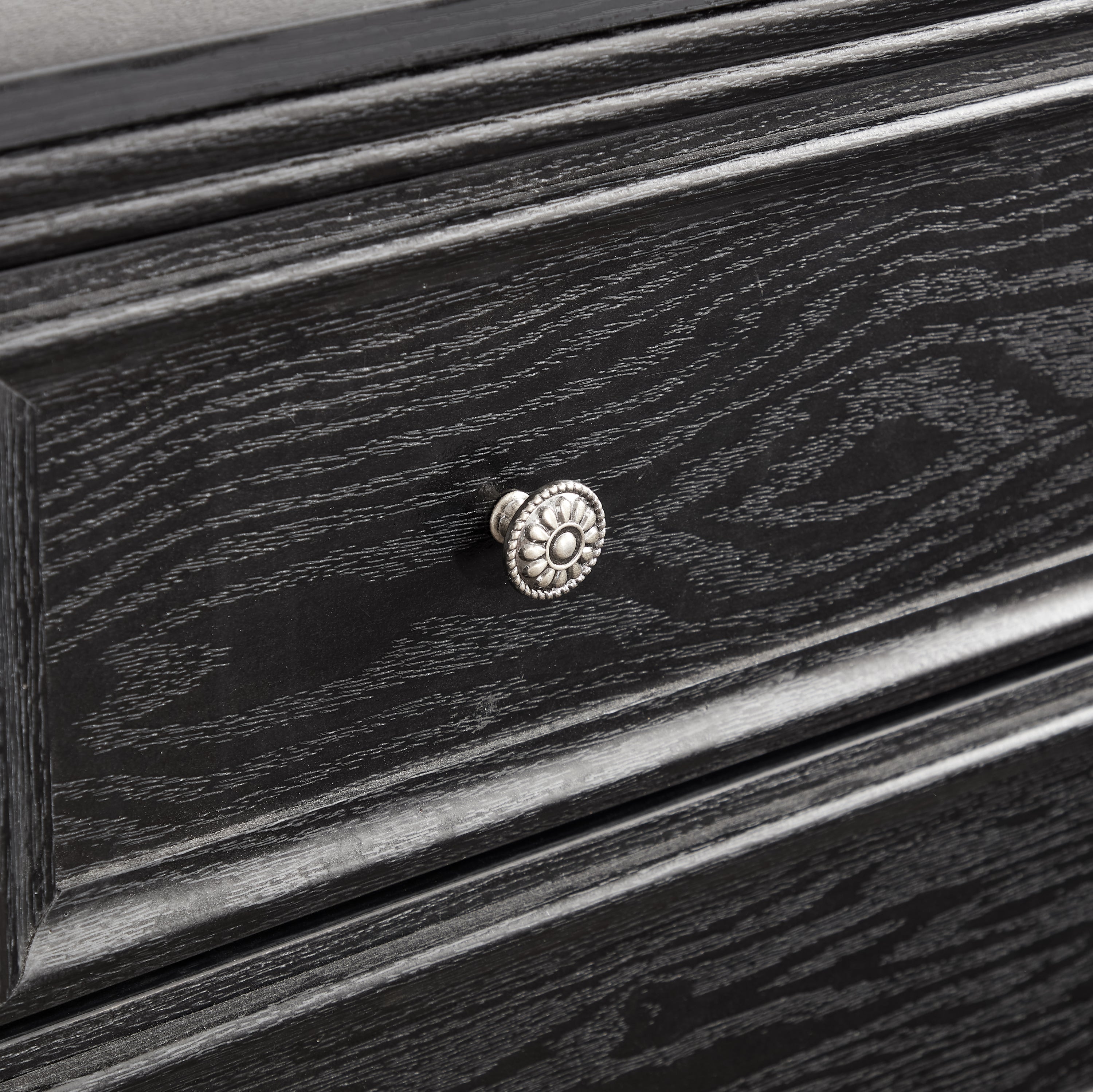 Modern 5-Drawer Black Dresser for Living Room Storage