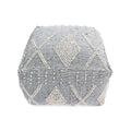 Diamond - Handcrafted Faux Yarn Pouf - Ivory / Gray