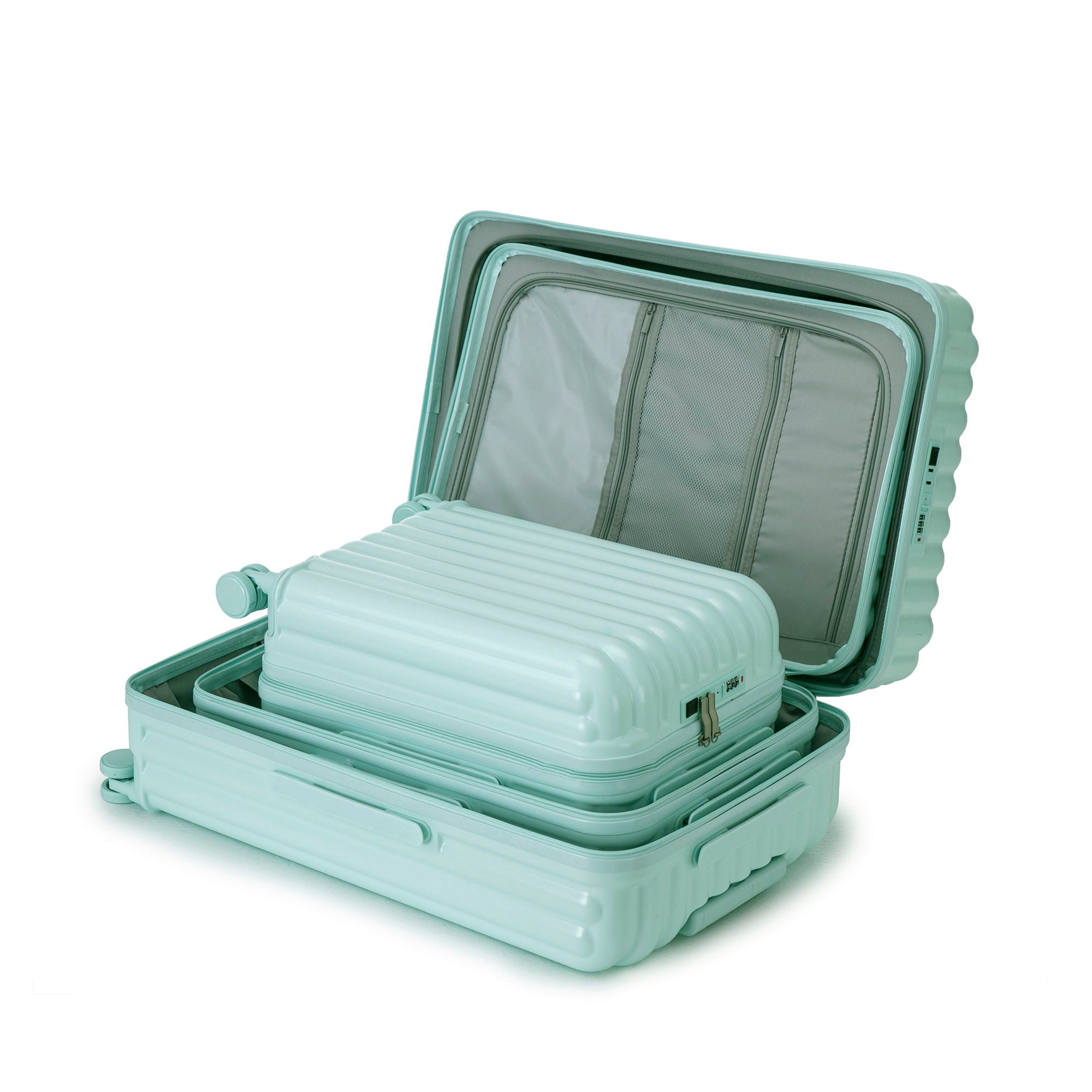 20" / 24" / 28" 3 Pieces / Set Spinner Wheel Luggage, Carry On Suitcase, With Cup Holder & USB Port & Phone Holder