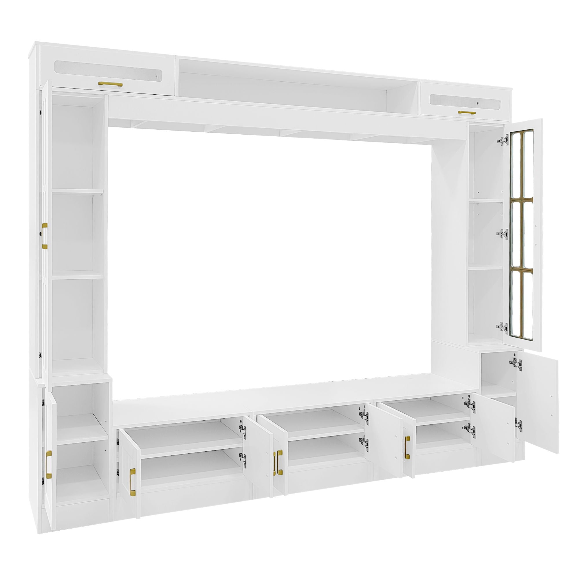 Wall Unit Entertainment Center With Bookshelves For TVs Up to 80"
