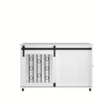 Dog Crate With Sliding Barn Door and Side Access, Lockable Wheels for Small to Medium Dogs - White