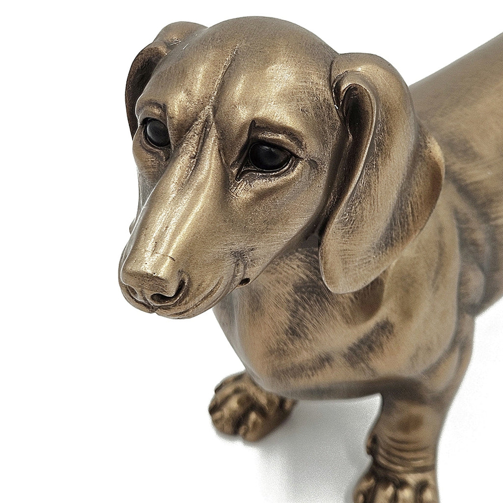 11.4x3.3x6.6' Lifelike Dachshund Figurine with Copper Finish