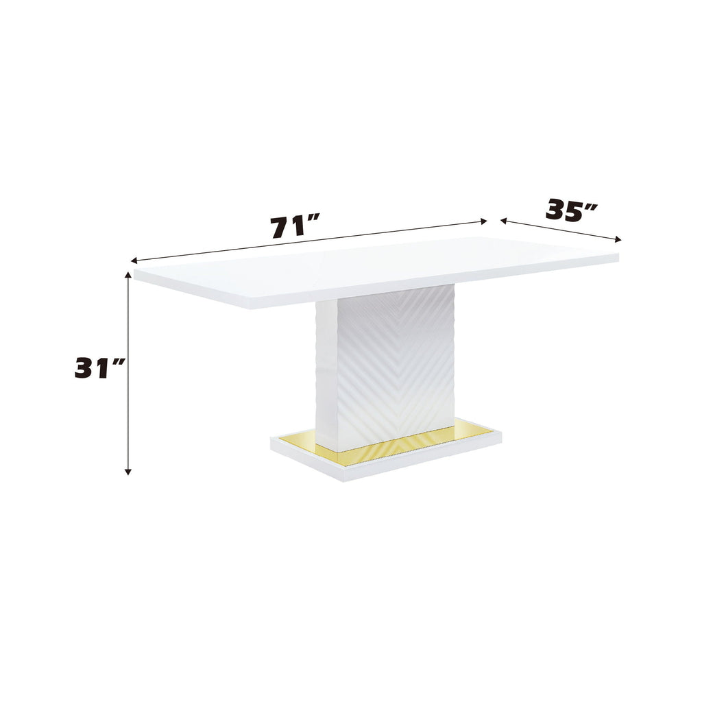 Gaines - High Gloss Dining Table With Pedestal Base
