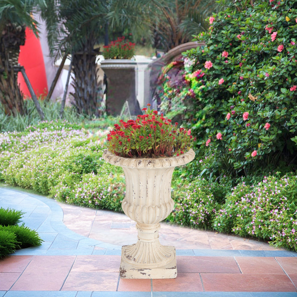 MGO Garden Urn, Antique White, 19.25'' H