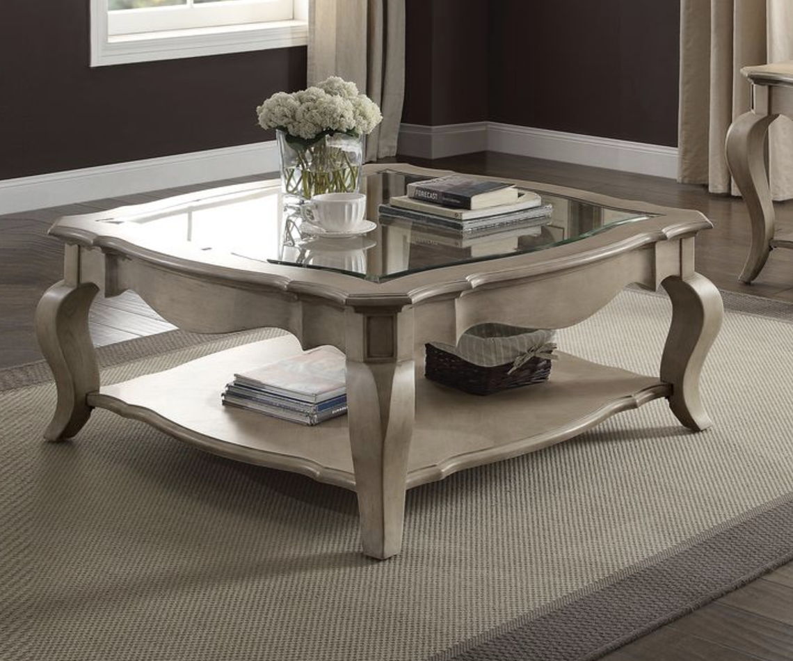 Chelmsford Clear Glass Coffee Table - Taupe