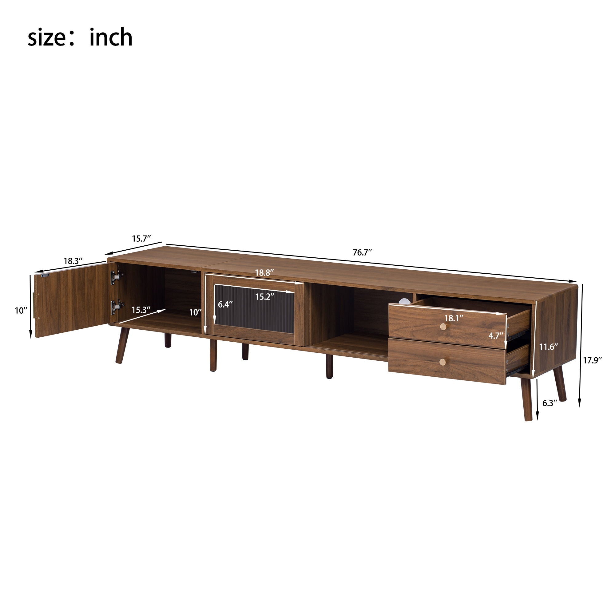 Doors TV Stand For TVs Up To 85" With Storage Cabinets - Natural