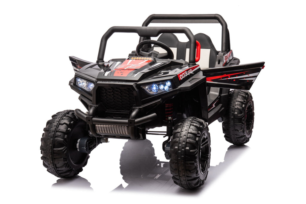 12V7A*2 30W*4 Four-Wheel Drive Seat One Button Start, Forward And Backward, High And Low Speed, Music, Front Light, Power Display, Two Doors Can Open, 2.4G R / C, Seat Belt Four Wheel Absorber