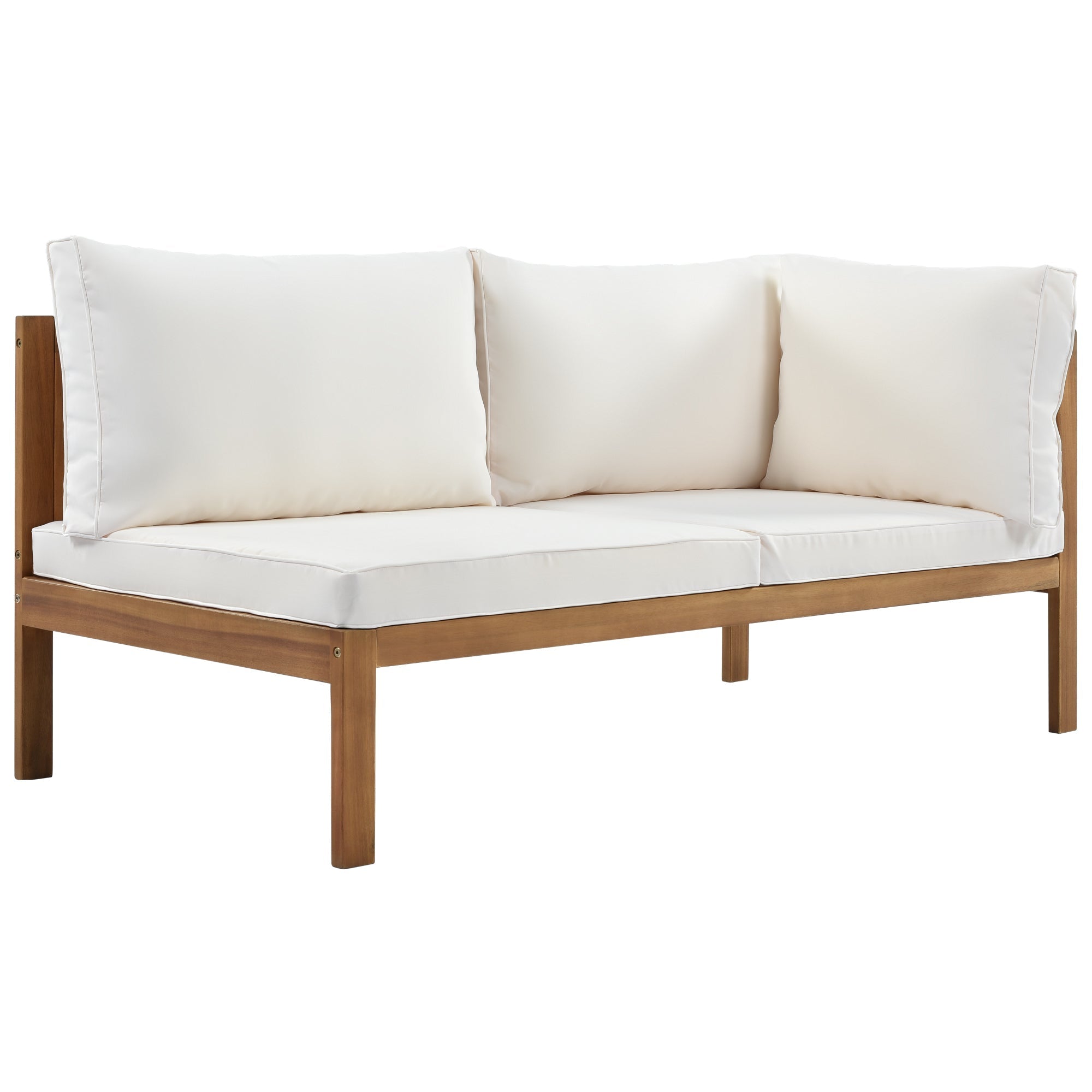 Wood Structure Outdoor Sofa Set with Beige Cushions