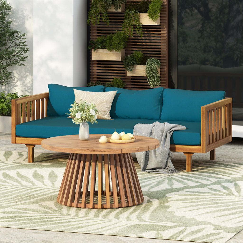 Claremont Patio Furniture Set: 3-Seater Daybed + Acacia Wood Table