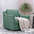 360 Degree Swivel Armchair Cotton Linen Fabric with Brass Nail Detailing