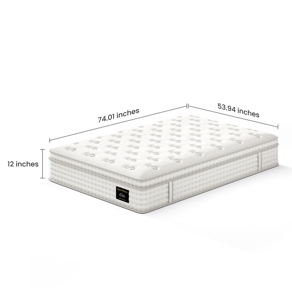 12'' Hybrid Mattress with Memory Foam & Pocket Springs for Pressure Relief