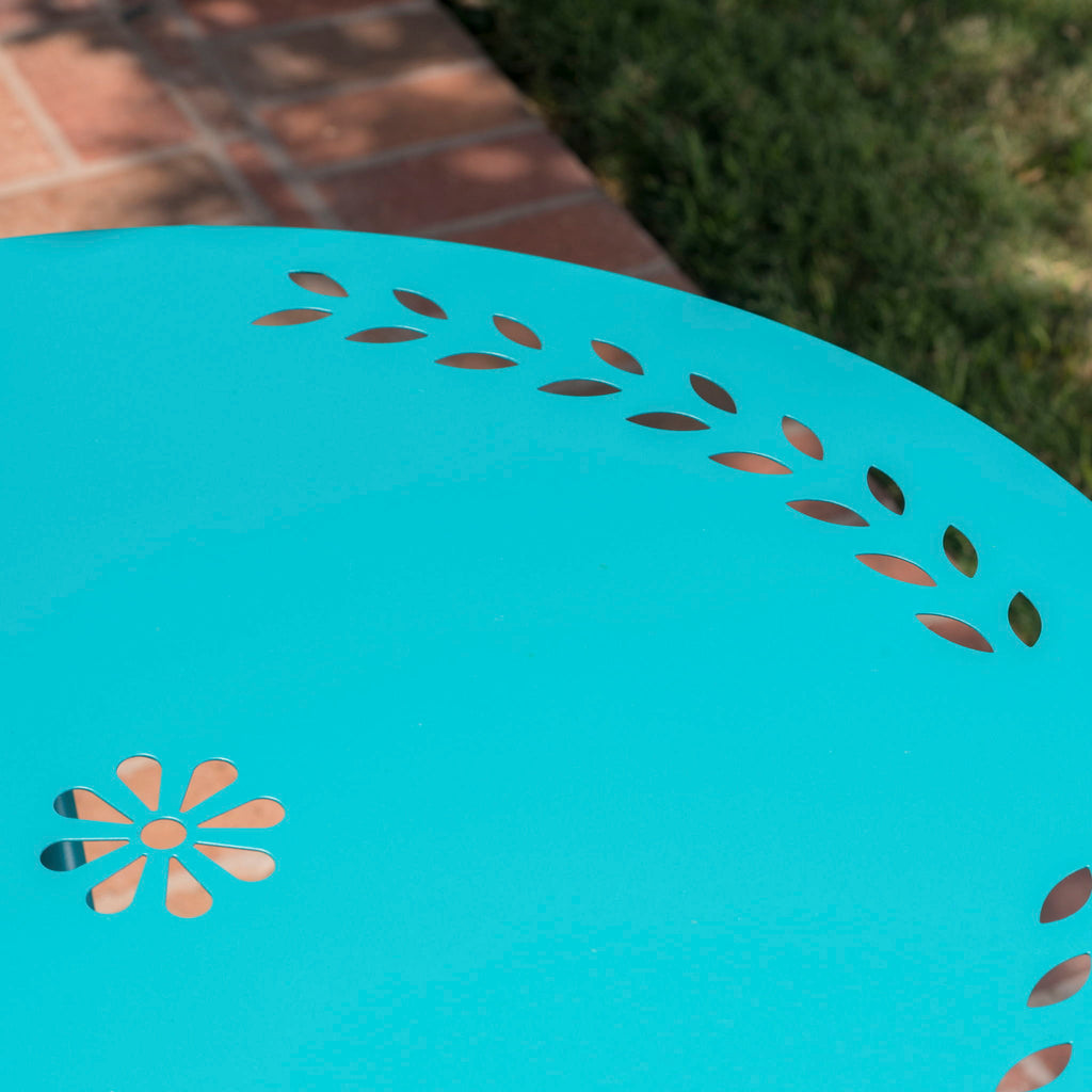 Lourdes 3 Piece Metal Outdoor Set - Teal