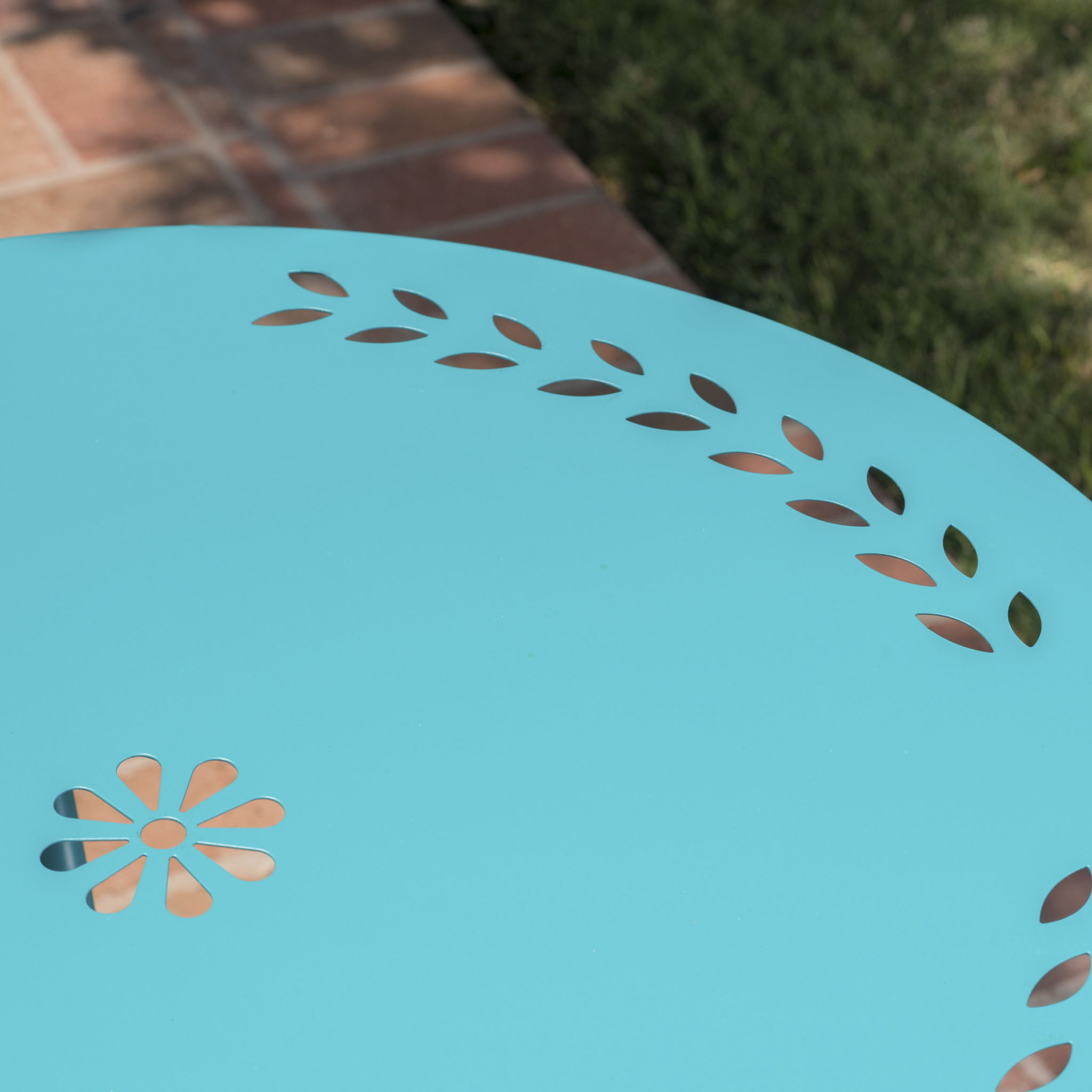 Lourdes 3 Piece Metal Outdoor Set - Teal