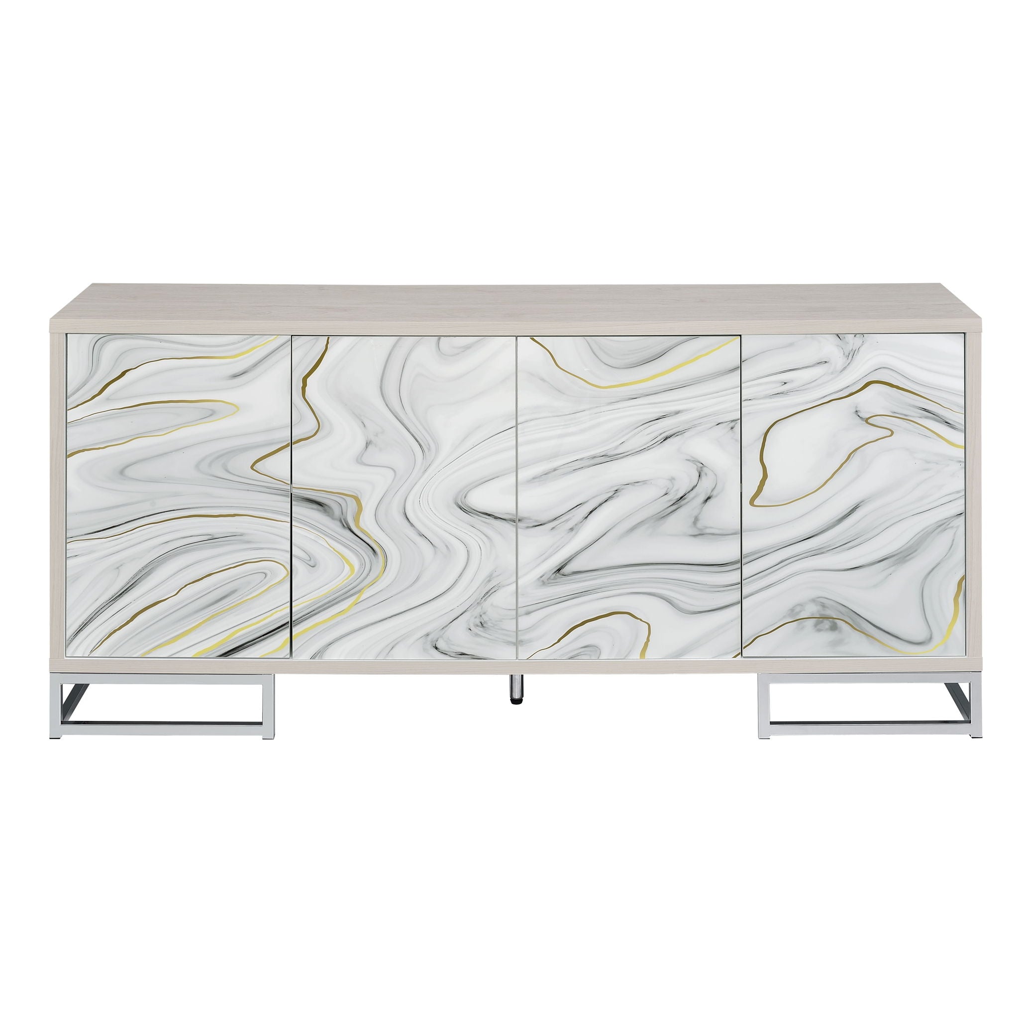 Panos Console Cabinet - White Marble / Chrome