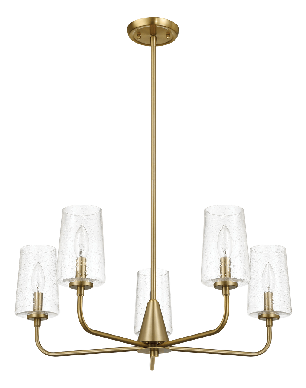 Dazzle Five Lights Chandelier With Clear Seeded Glass - Satin Brass
