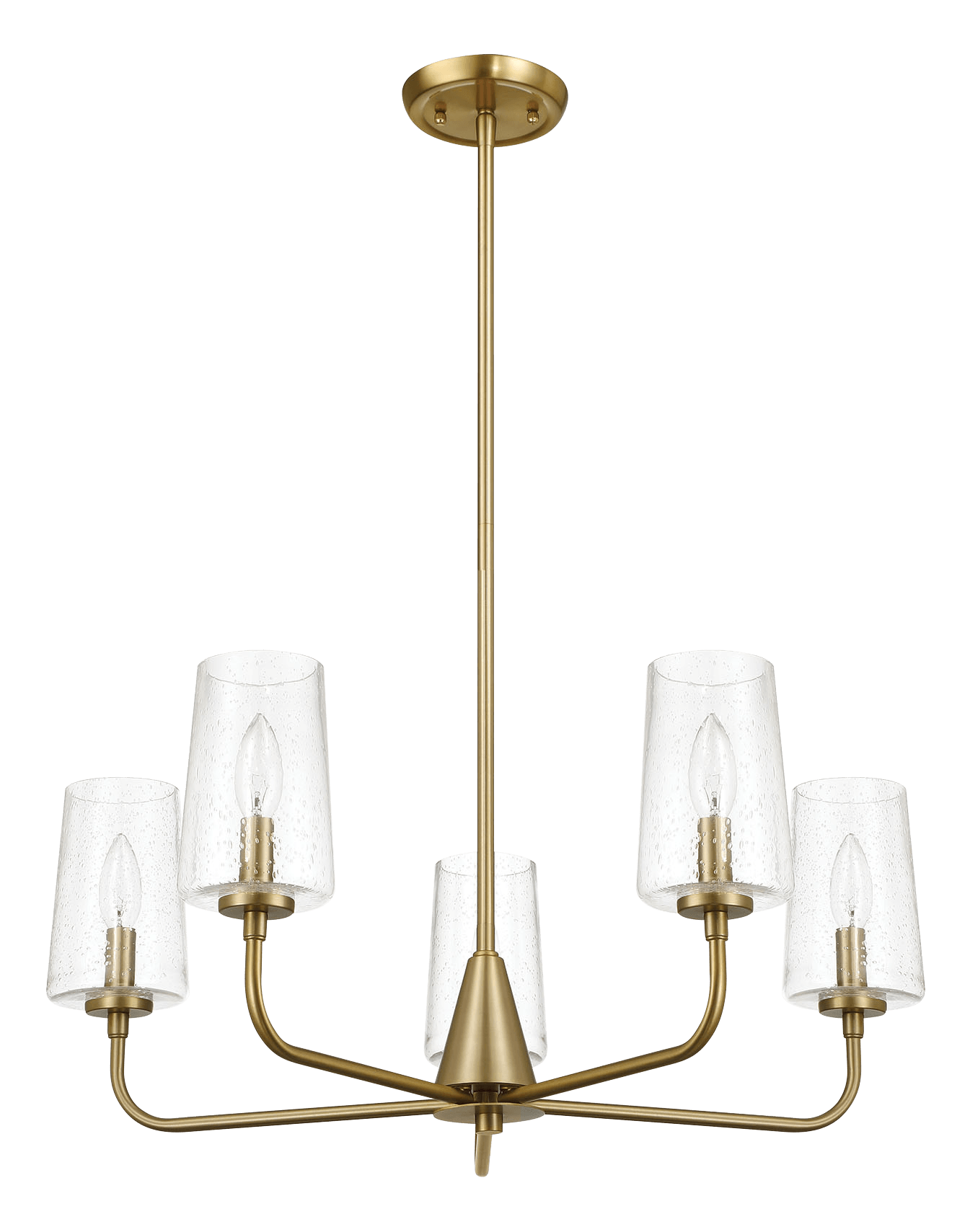 Dazzle Five Lights Chandelier With Clear Seeded Glass - Satin Brass