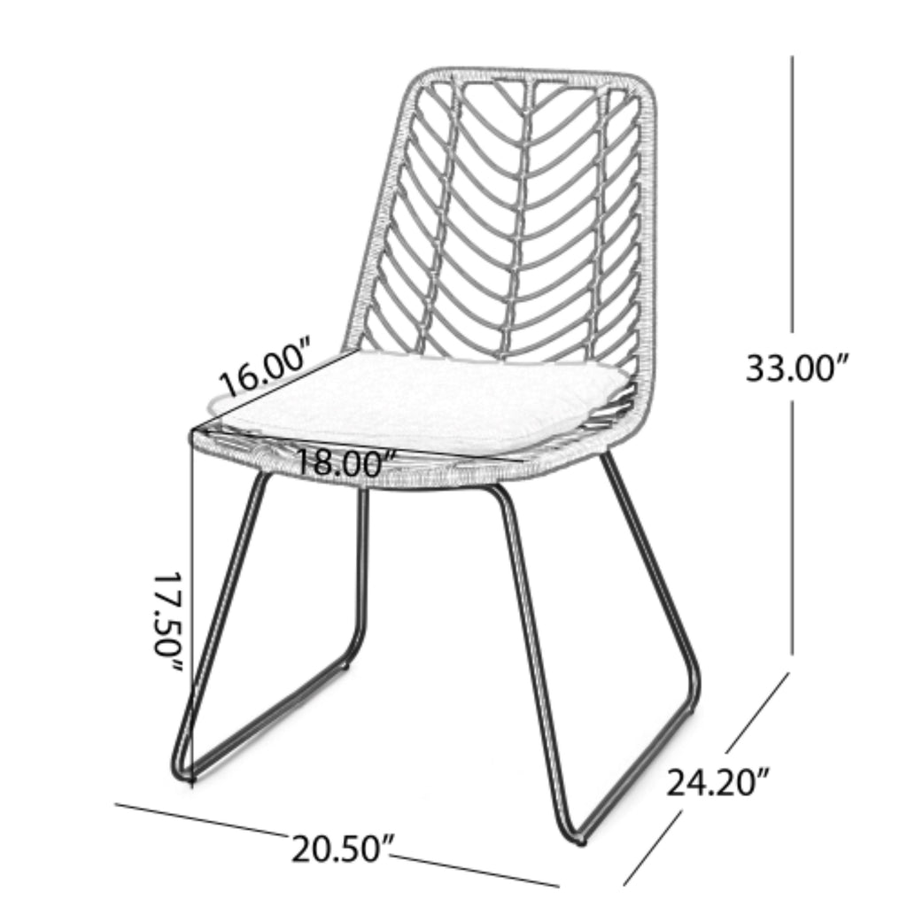 DEJA Chair 2PCS with 2 Cushions, Gray