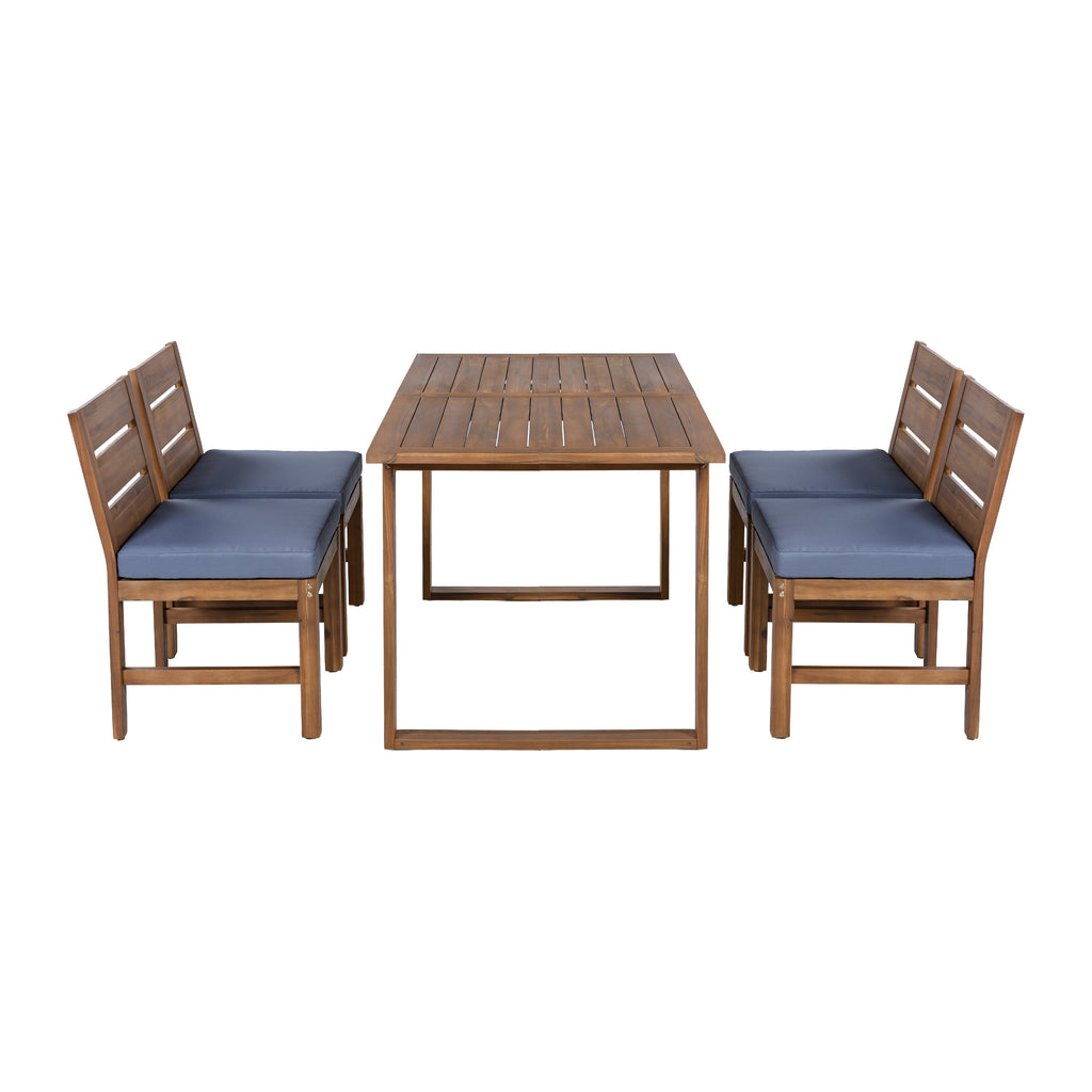 U_STYLE Farmhouse 5-Piece Outdoor Patio Dining Set with Adjustable Legs