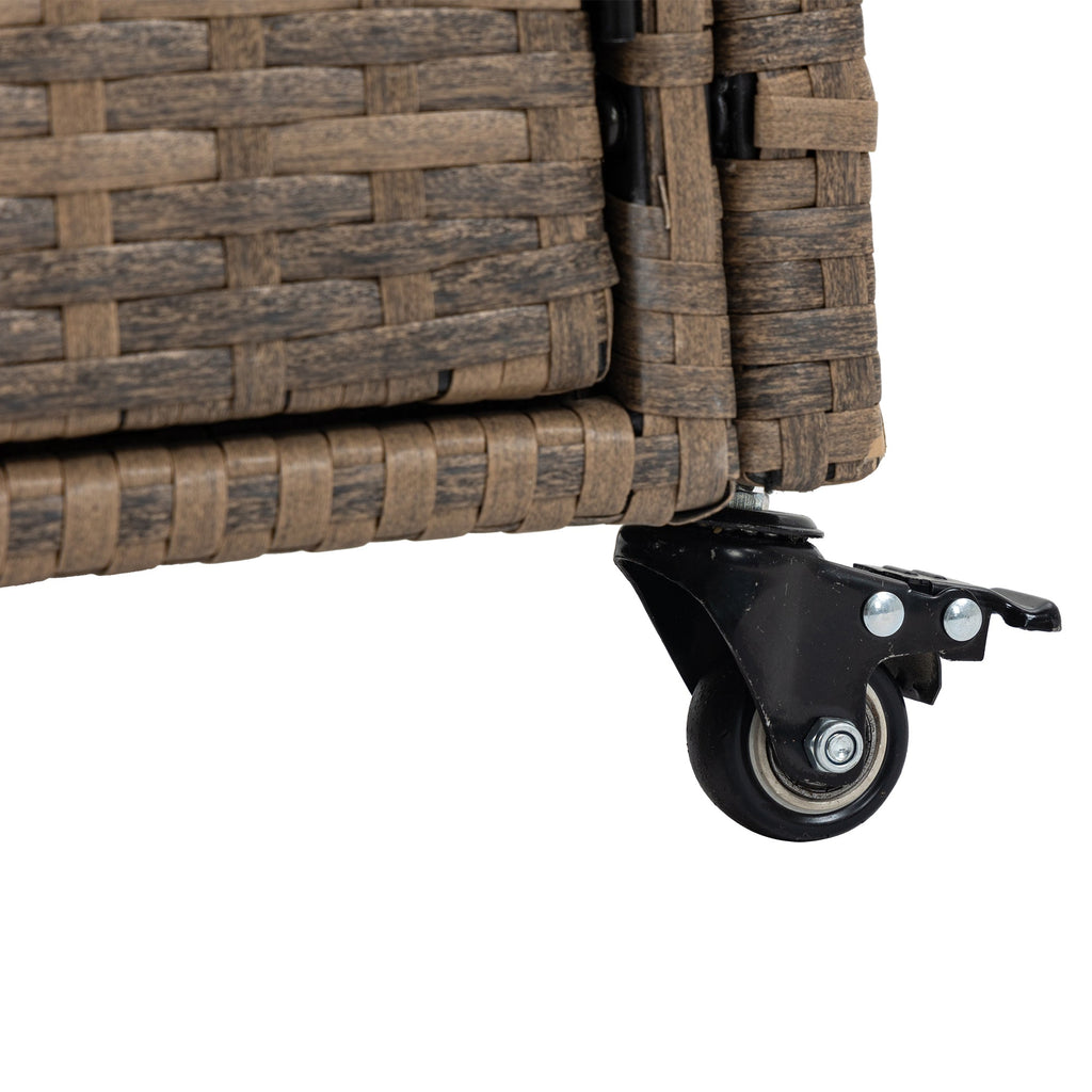 Outdoor Wicker Bar Cart with Glass Top and Wheels