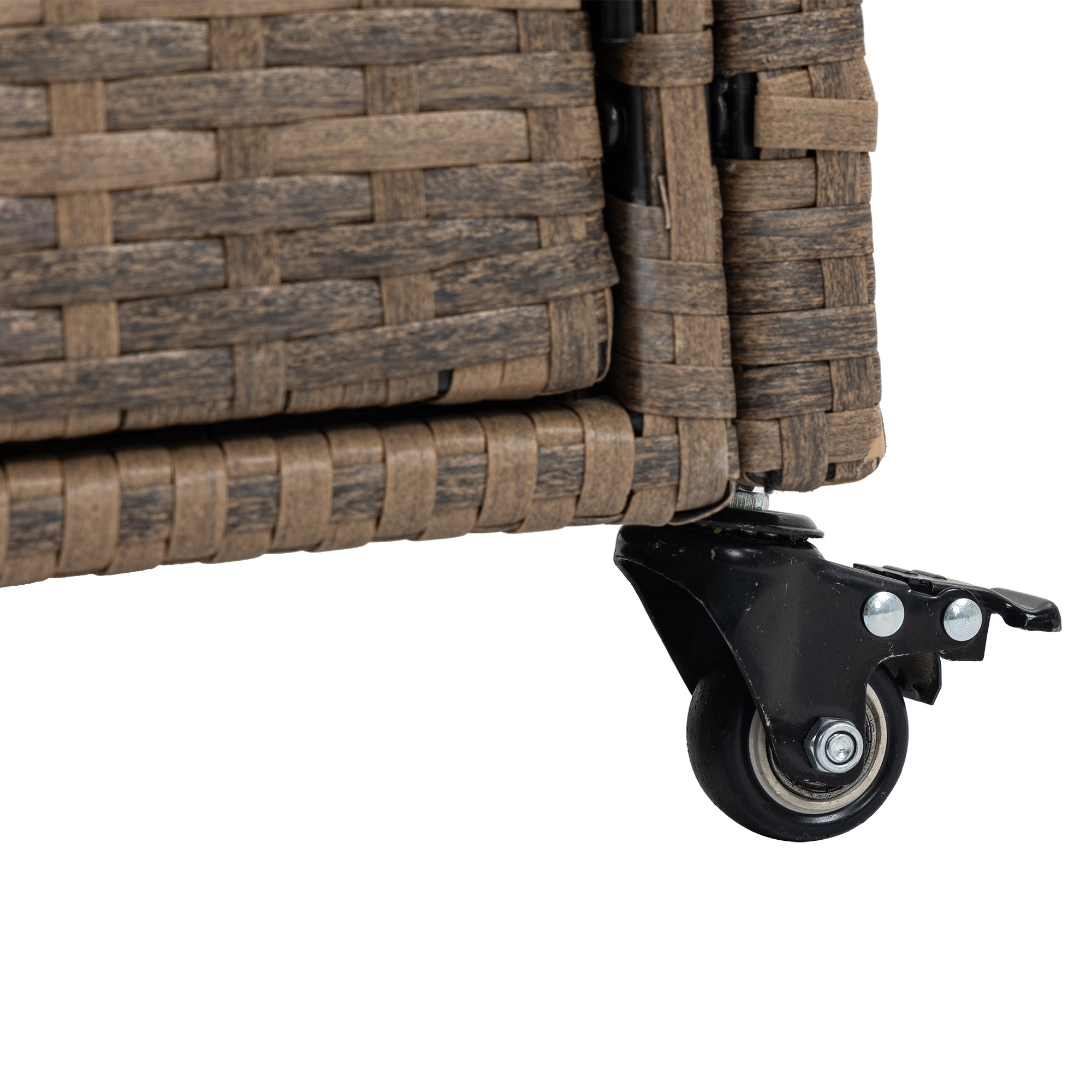 Outdoor Wicker Bar Cart with Glass Top and Wheels