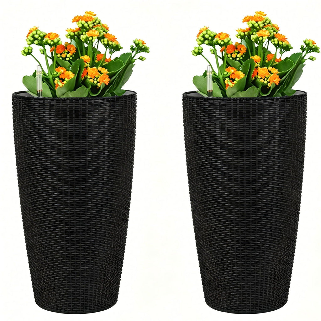 Tall Planters Set With Water Level Monitor And Auto Watering