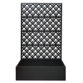 Rhombus Black Metal Planter Raised Garden Bed with Trellis