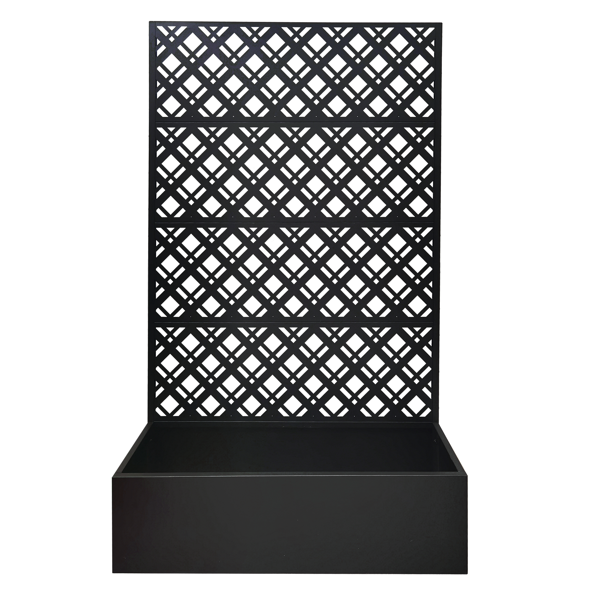 Rhombus Black Metal Planter Raised Garden Bed with Trellis
