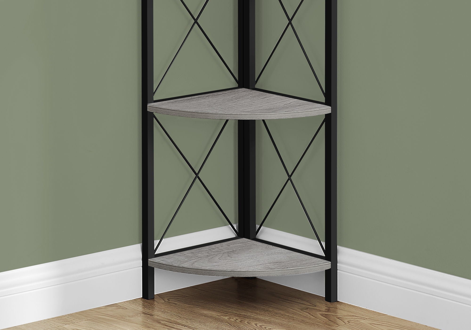 4-Tier Corner Bookshelf with Marble Look and Metal Frame