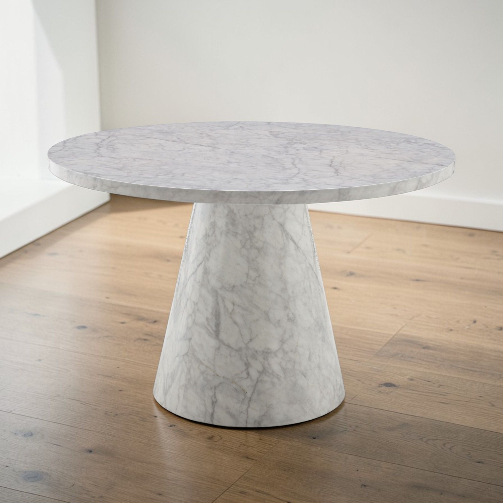 Kacey - Natural Engineered Stone Round Dining Table - Stone Gray