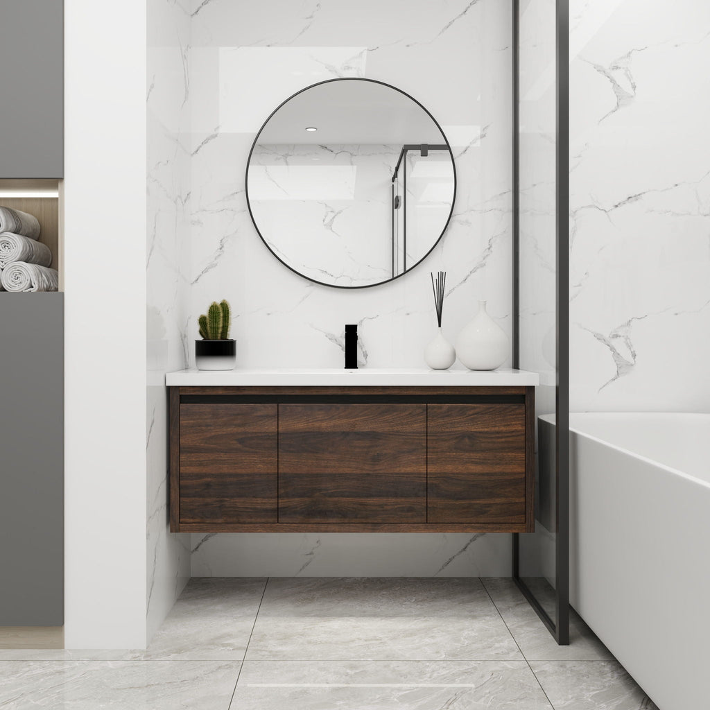Floating Bathroom Vanity with Resin Sink and Soft-Close Doors