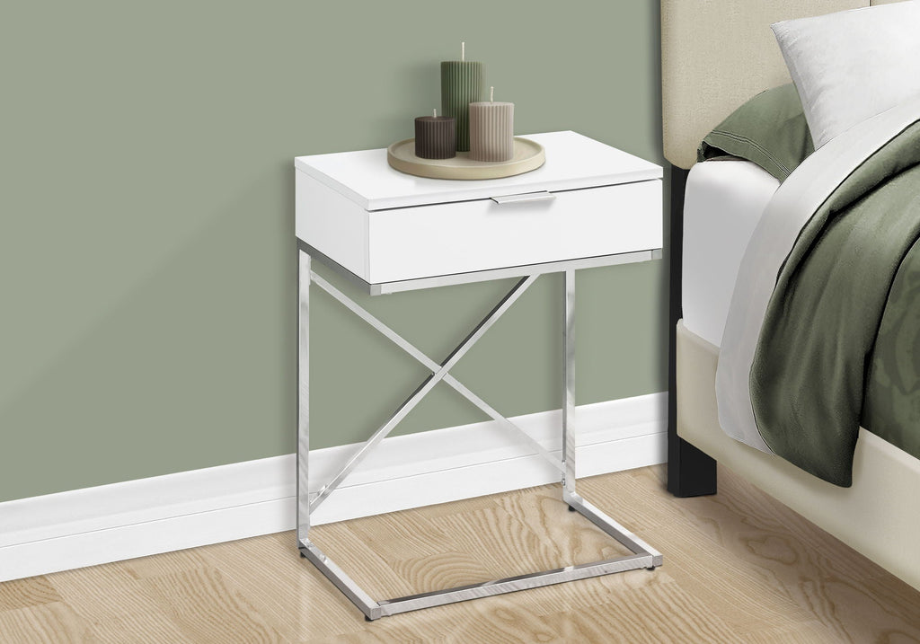 Accent Side Table with Storage Drawer, Spacious Tabletop, Contemporary Design