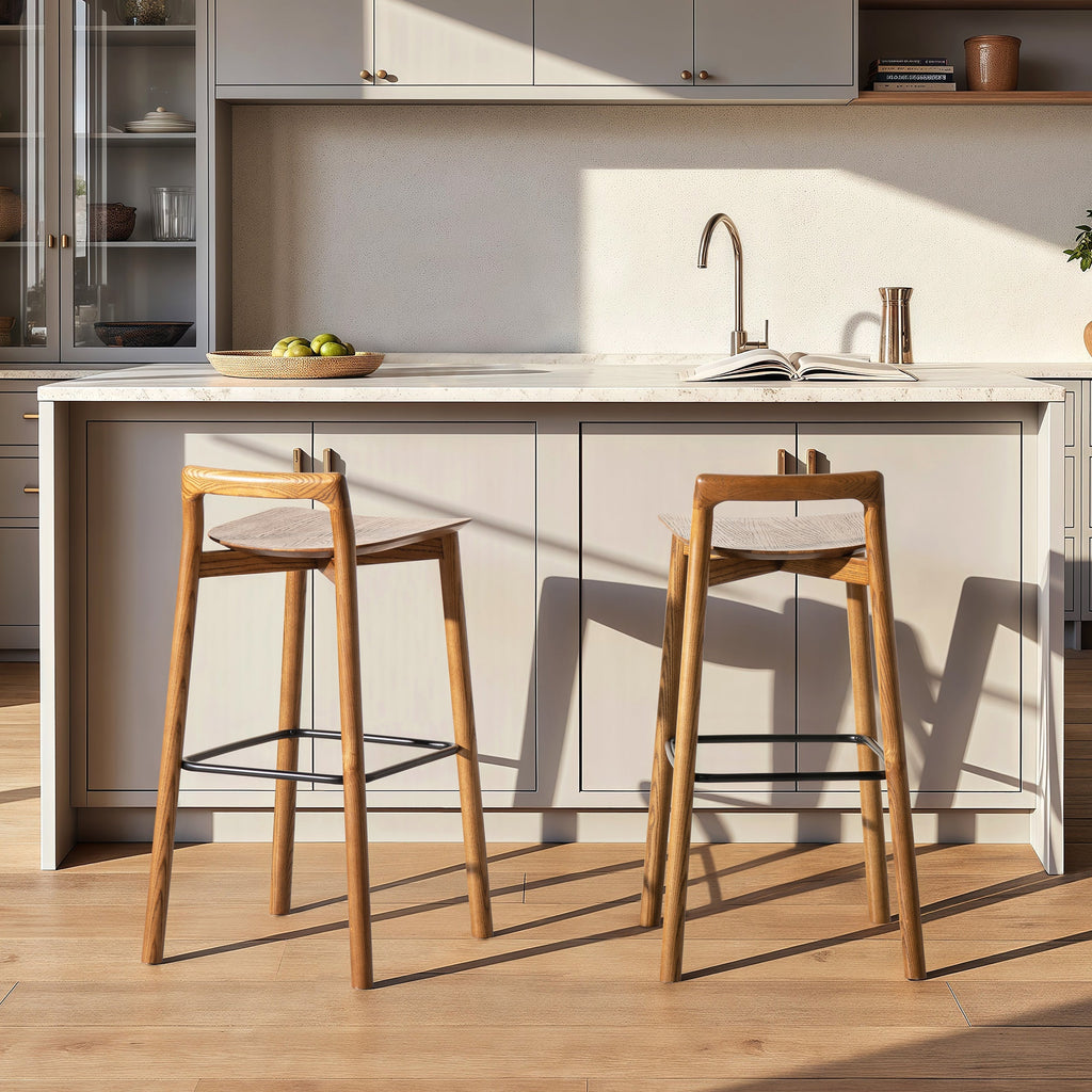 Sven 30" Modern Minimalist Low Back Wood Barstool