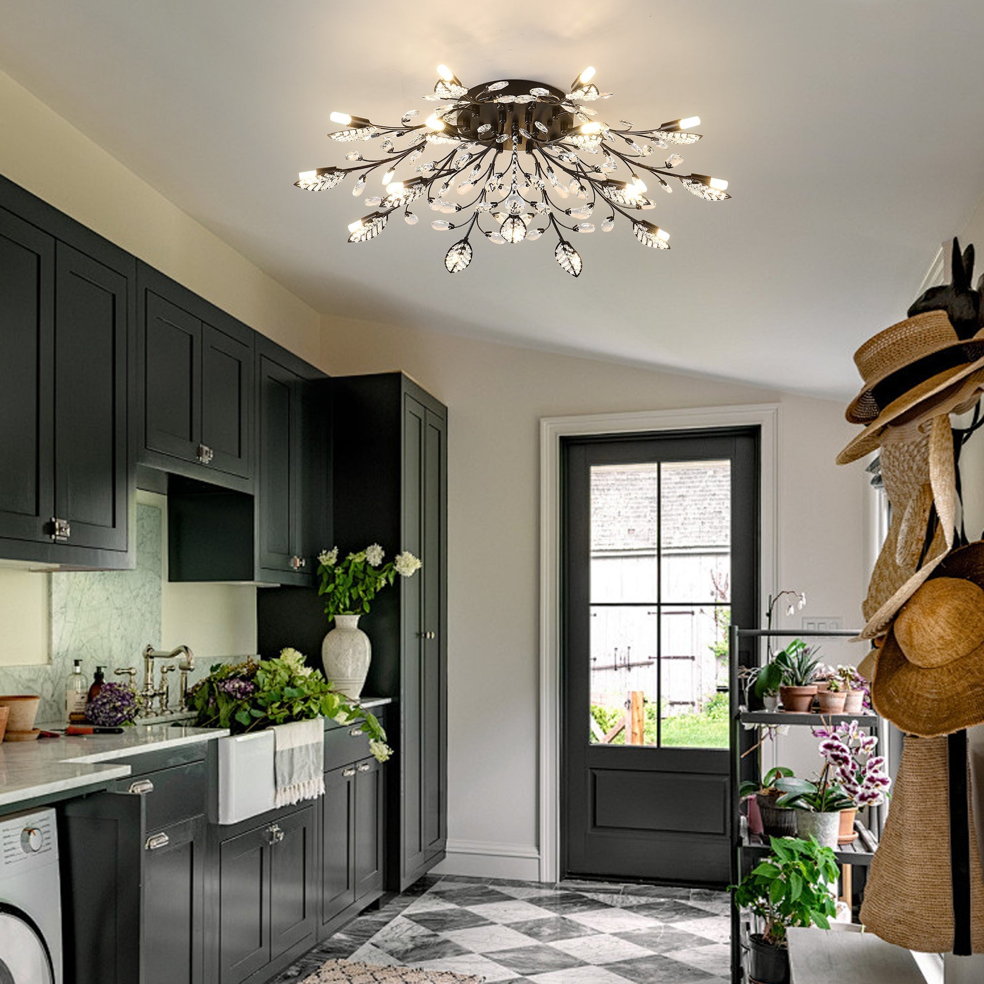 15-Light Chandelier Crystal Ceiling Lamp