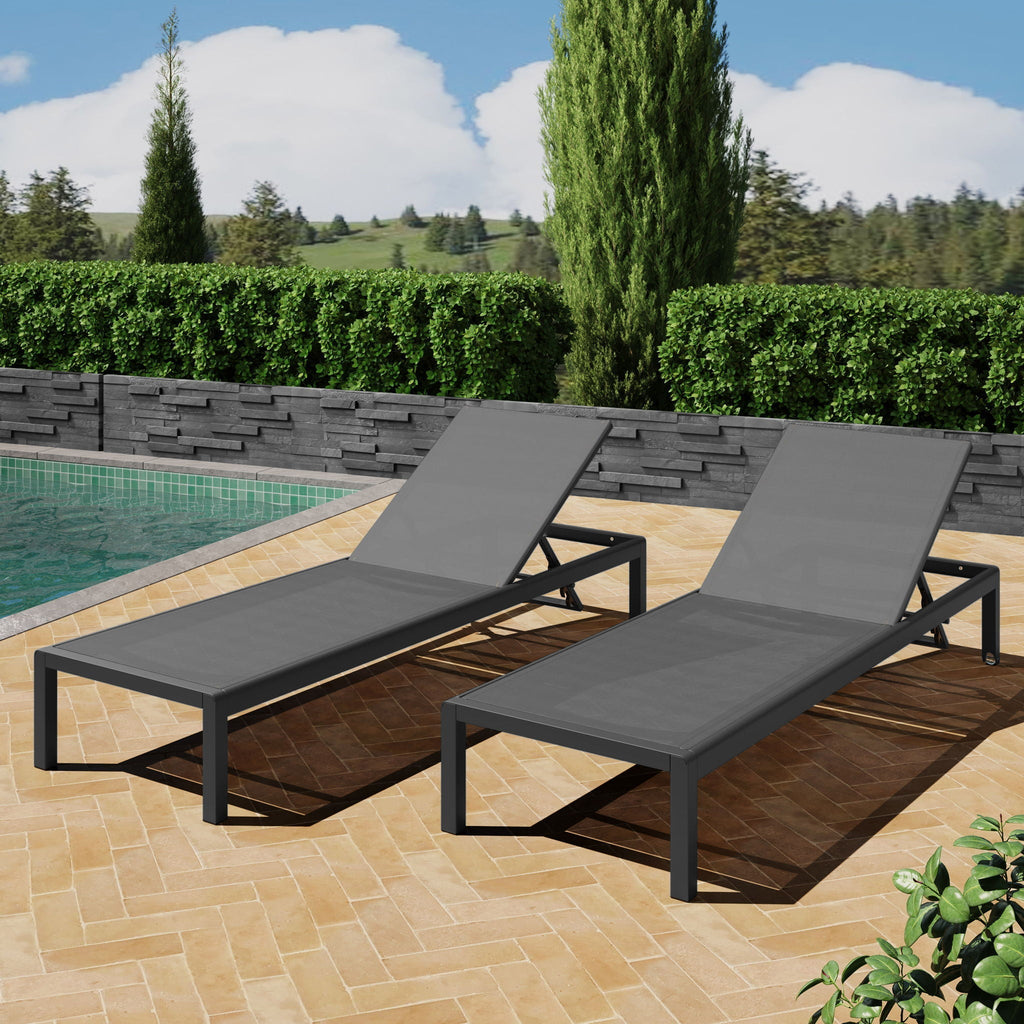Outdoor Patio Chaise Lounge with 5 Reclining Positions