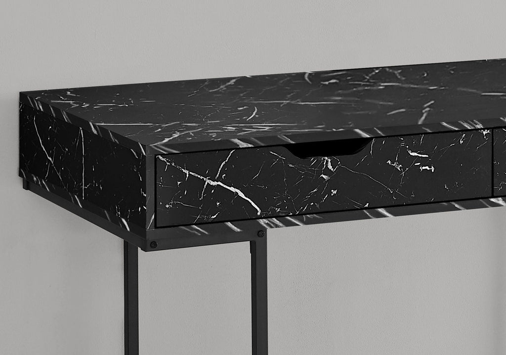Computer Desk For Home Office, Storage Drawers, Marble Look Contemporary & Modern