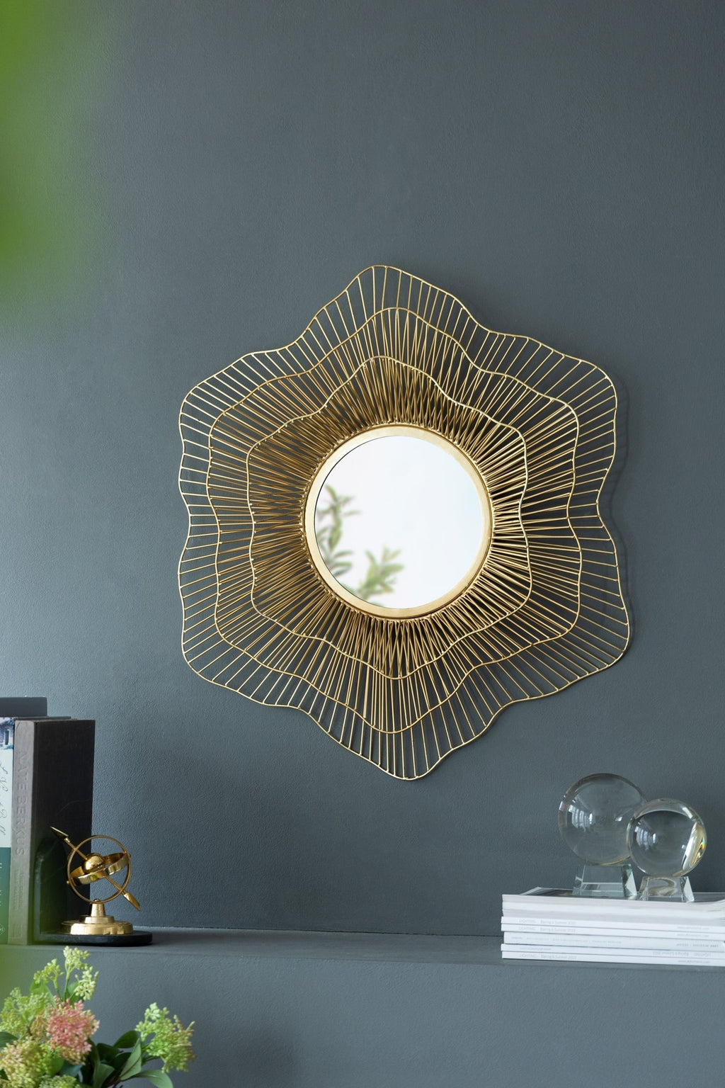 D27x2.4' Metal Starburst Wall Mirror, Wall Mounted Home Decor