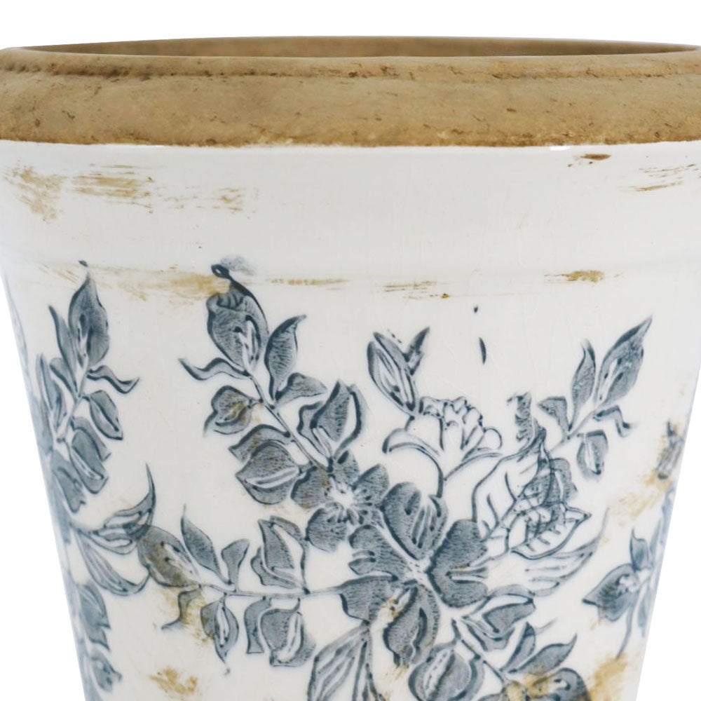 7.1x7.1x6.7' Ceramic Planter with Floral Pattern, Set of 2