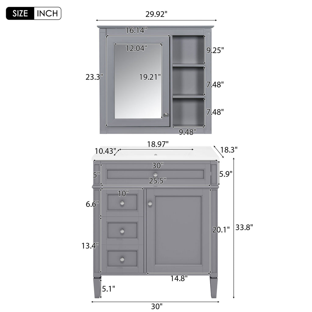 Bathroom Vanity With Medicine Cabinet and Storage