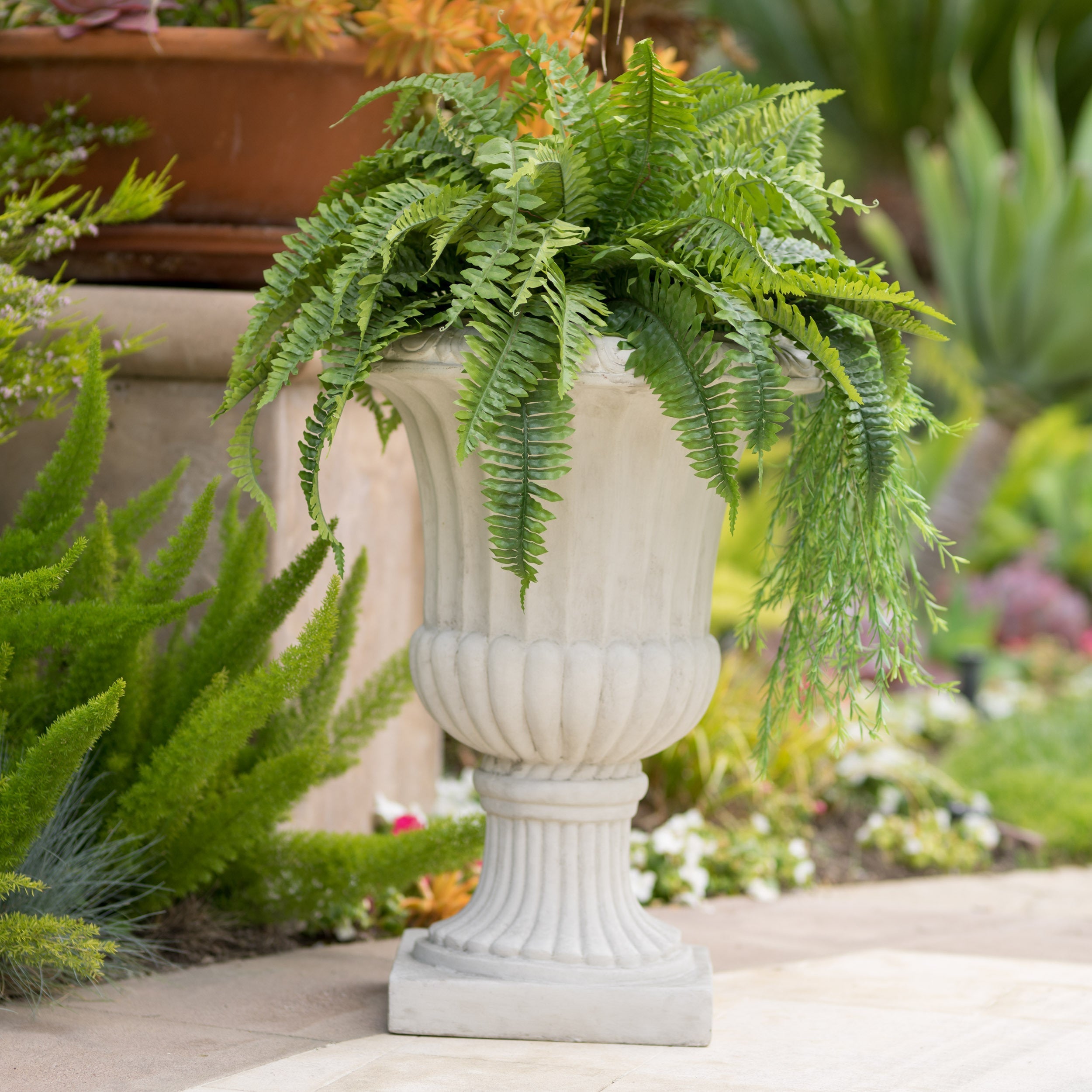 26.5" H Classic Antique White Italian Urn Planter