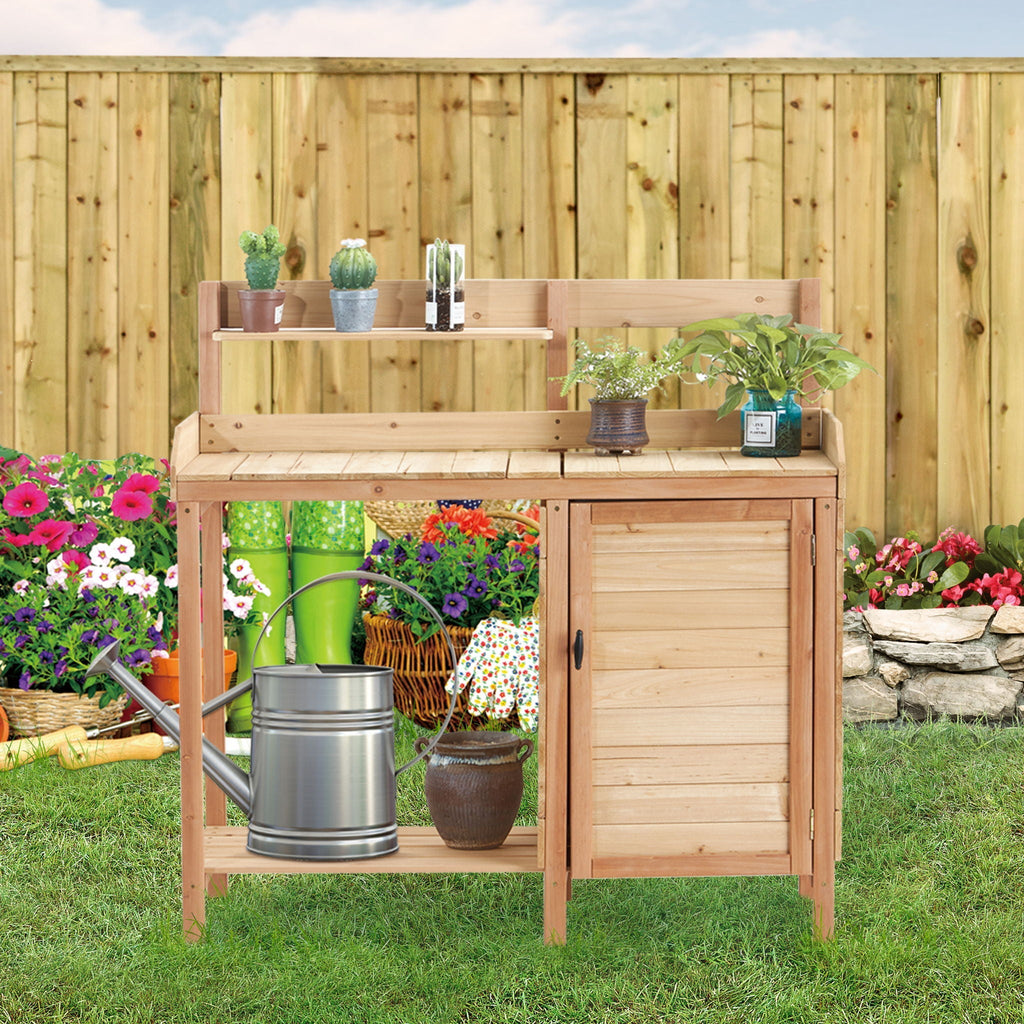 Outdoor Potting Bench Table With Sink, Garden Workstation