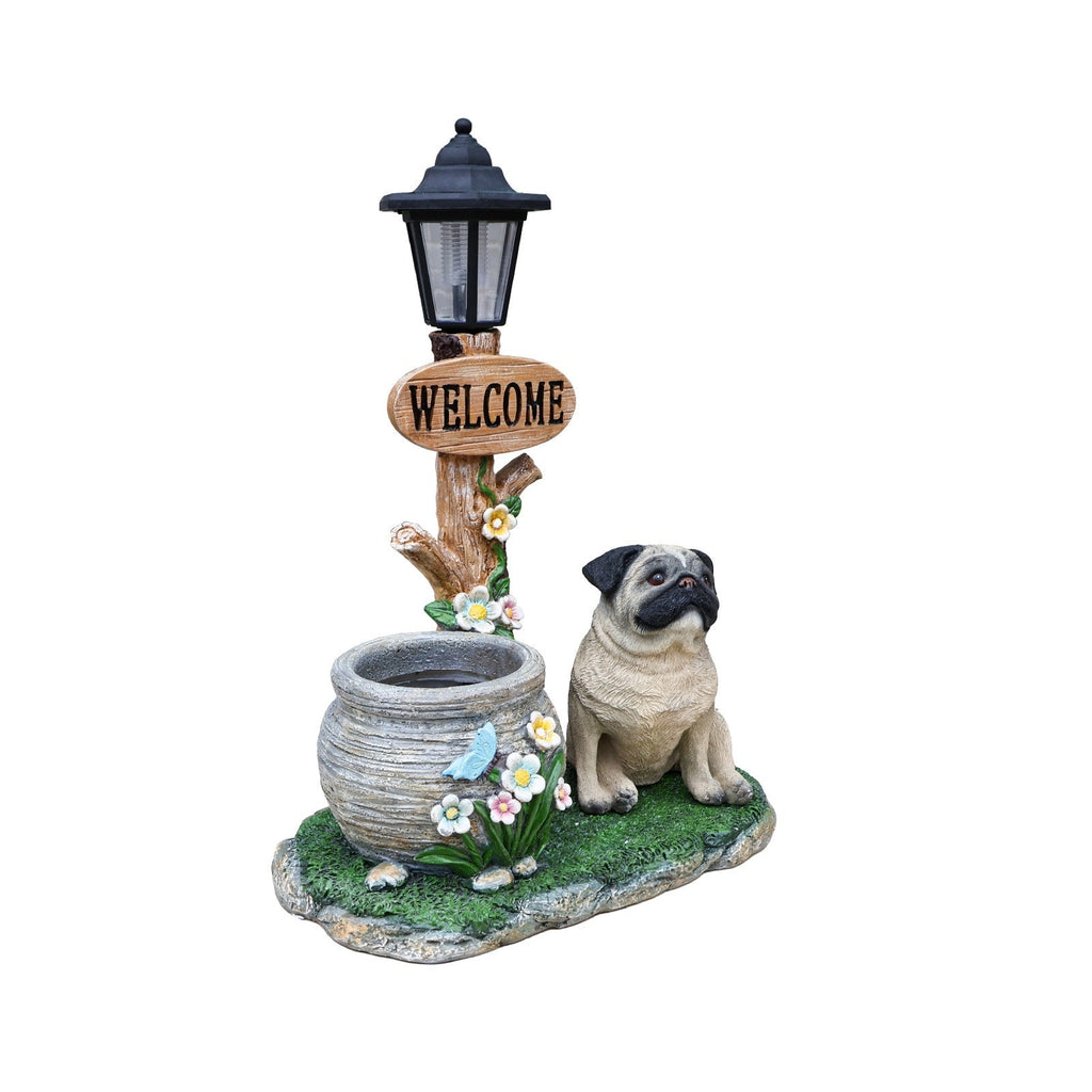Sitting Pug Dog Planter Statue
