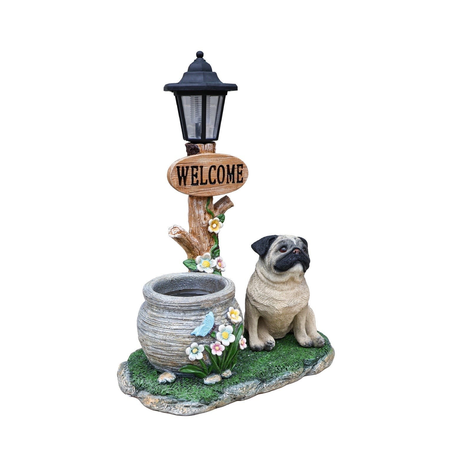 Sitting Pug Dog Planter Statue