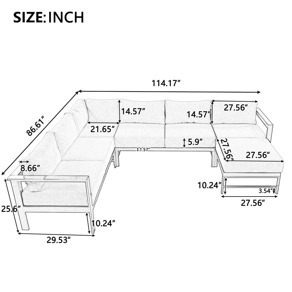 U_Style U-Shaped Outdoor Sectional Sofa Set