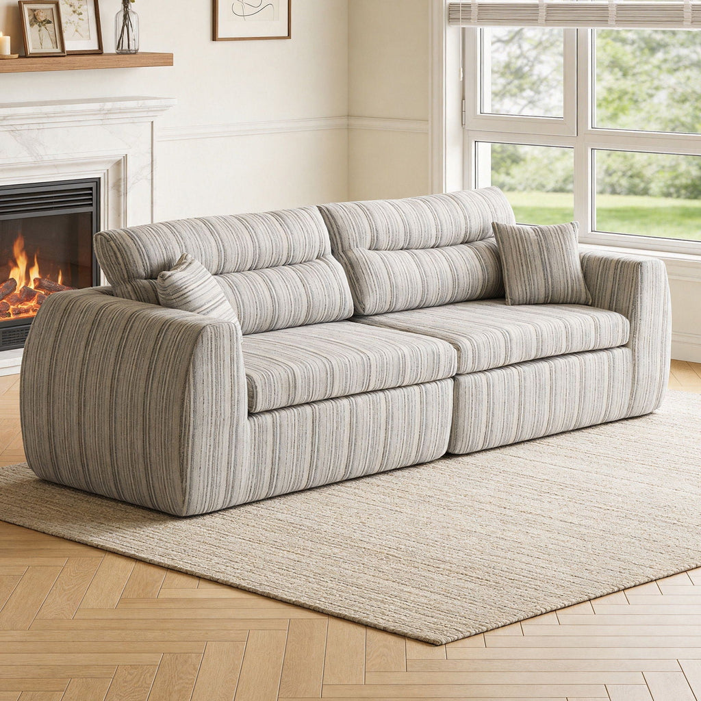 3 Seater, Couch With Throw Pillows For Living Room