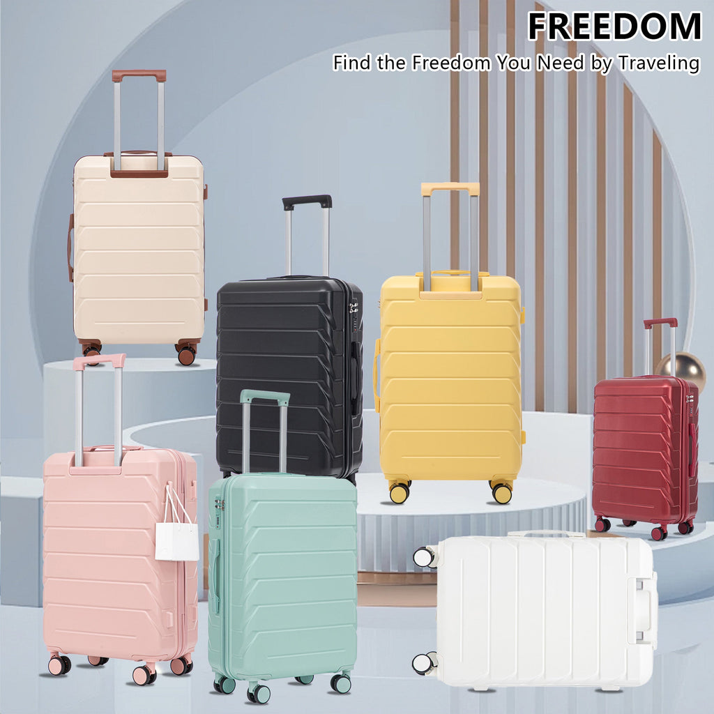 3-Piece ABS Spinner Wheel Luggage Set 20"/24"/28" Beige