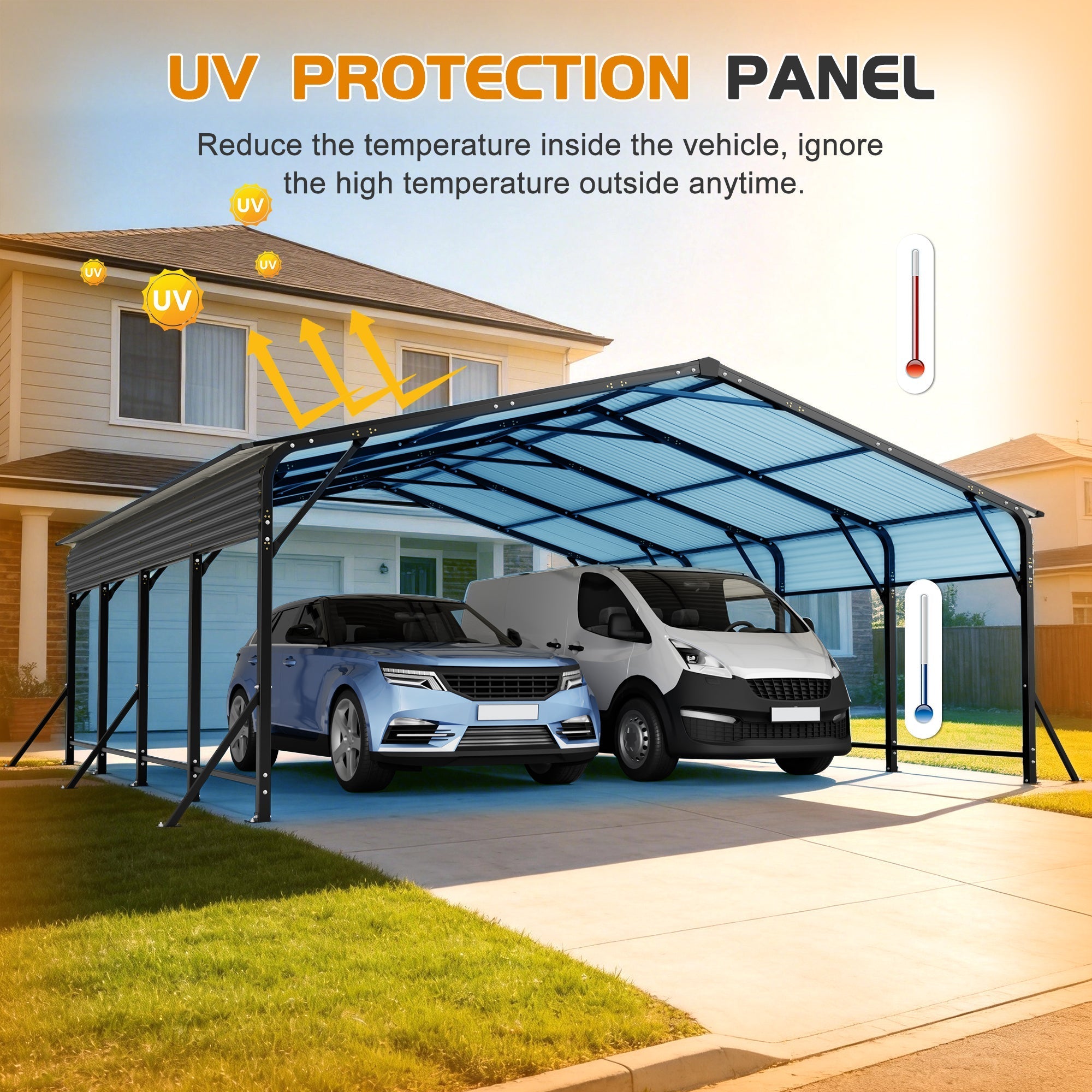 20'x20' Galvanated Steel Carport Canopy
